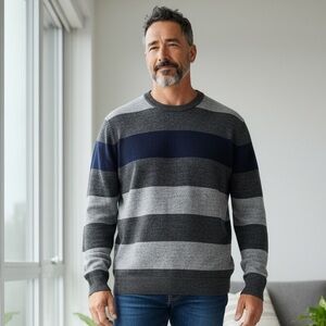 #188 Roots Charcoal and Heather Gray Knit Sweater